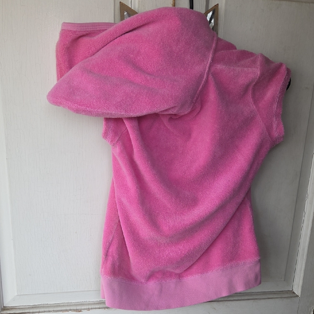 Pink Hooded Towel Zip Up  Jacket Juicy Couture Size Medium Feminine. Vintage Y2k